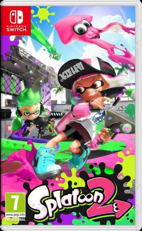 Visuel du jeu avec les personnages de Splatoon en pleine bataille de peinture